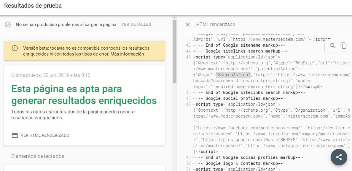 tutorial google search console prueba de resultados enriquecidos apta