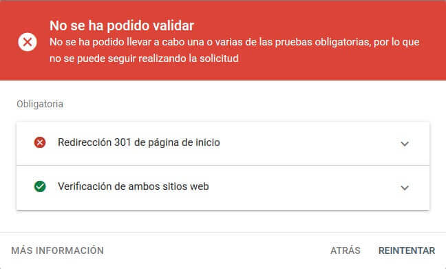 tutorial search console cambio de direccion no valida