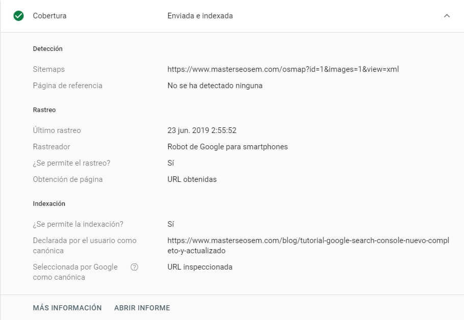 tutorial search console inspeccion de urls cobertura